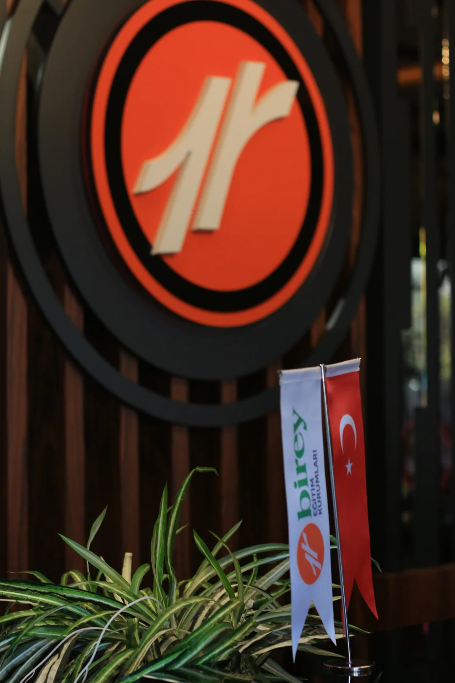 Kurum girişinde Birey logosu